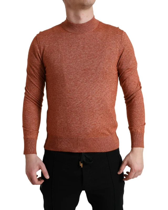 High Street Style Dolce & Gabbana  Men's Rust Mock Neck Sweater