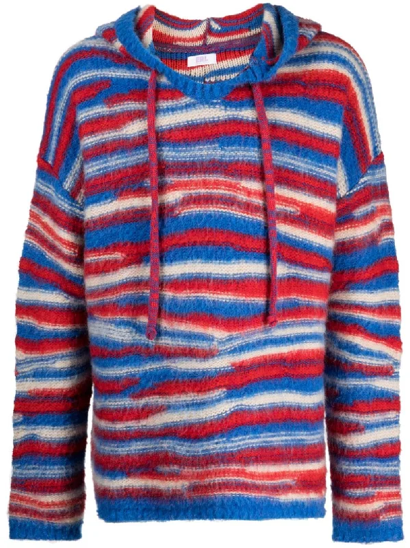 Fashion Touch Striped Intarsia-Knit Hoodie