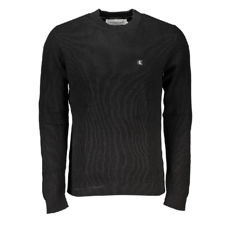 Comfortable Fashion Looks Calvin Klein Sleek Black Crew Neck Sweater with Men's Logo