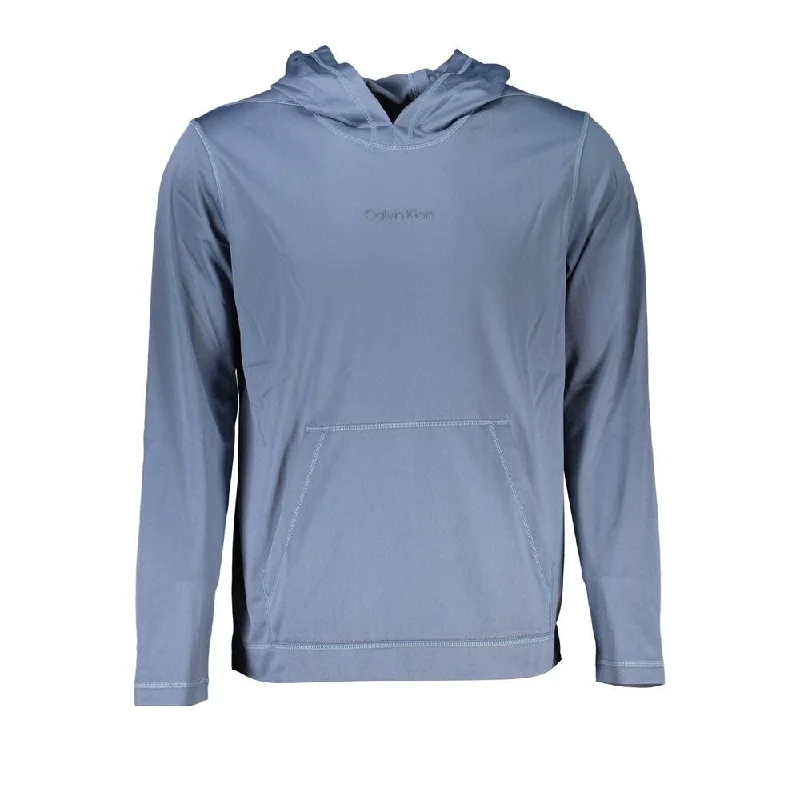 Fashion Style Calvin Klein Elegant Blue Hooded Sweatshirt - Men's Sports Men's Chic