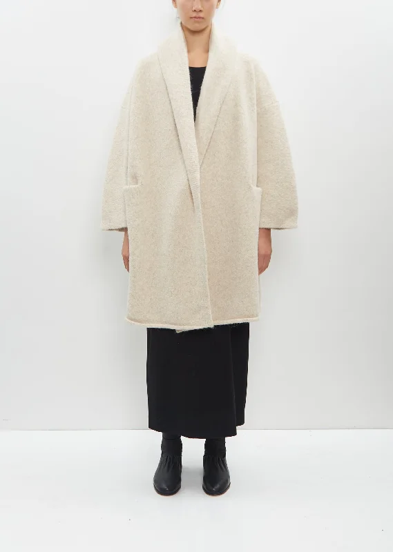 Relaxed Fashion Capote Coat — Ecru