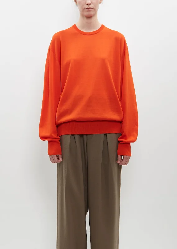Noble Temperament Wool Silk Knit Crewneck LS — Orange