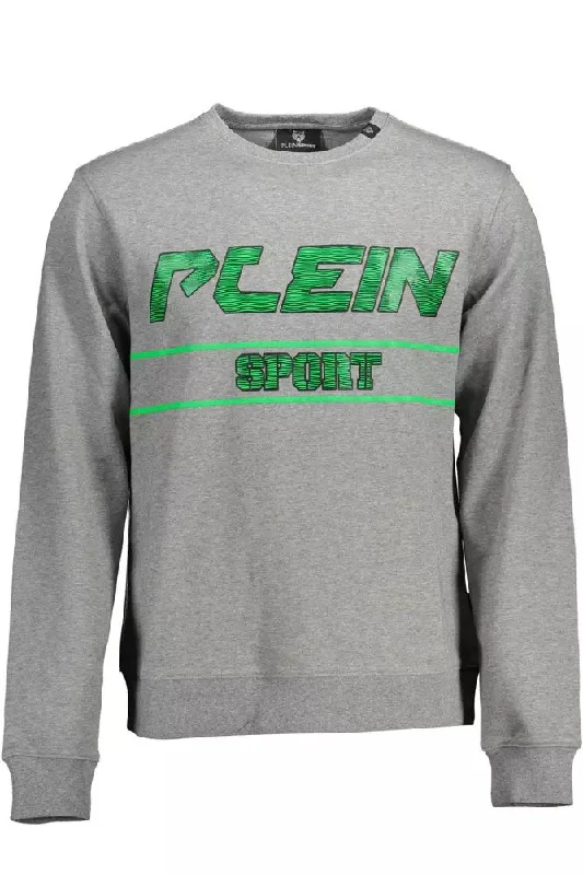 High-quality Fabrics Plein Sport Gray Cotton Men Men's Sweater