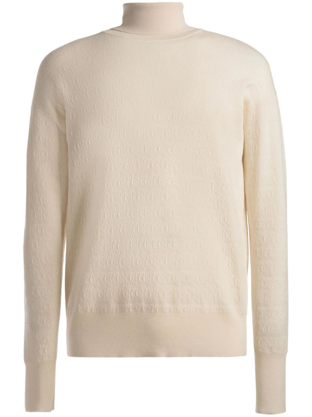 Elegant Style Monogram-Jacquard Roll-Neck Jumper