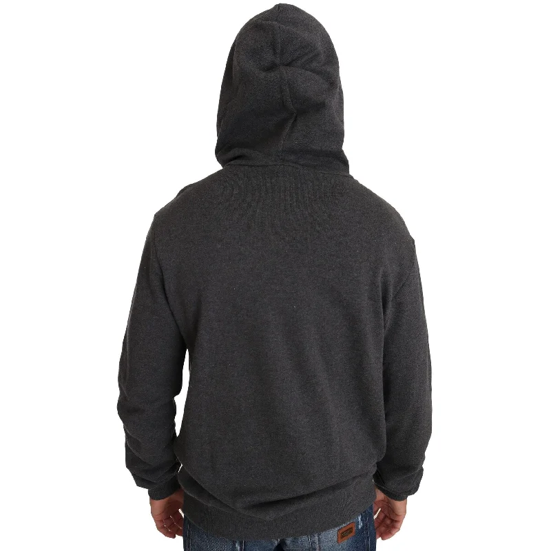 Fashion Must-have Dolce & Gabbana Gray Crystal Heart Gun Motif Men's Sweater