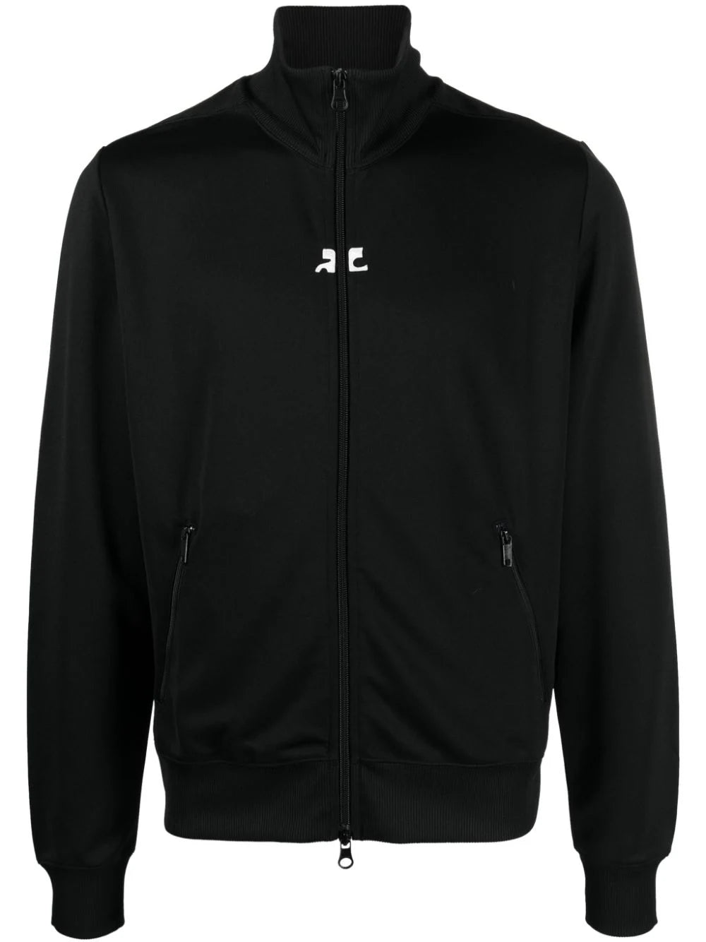 Elegant Tailoring Logo-Patches Zip-Up Sweatshirt