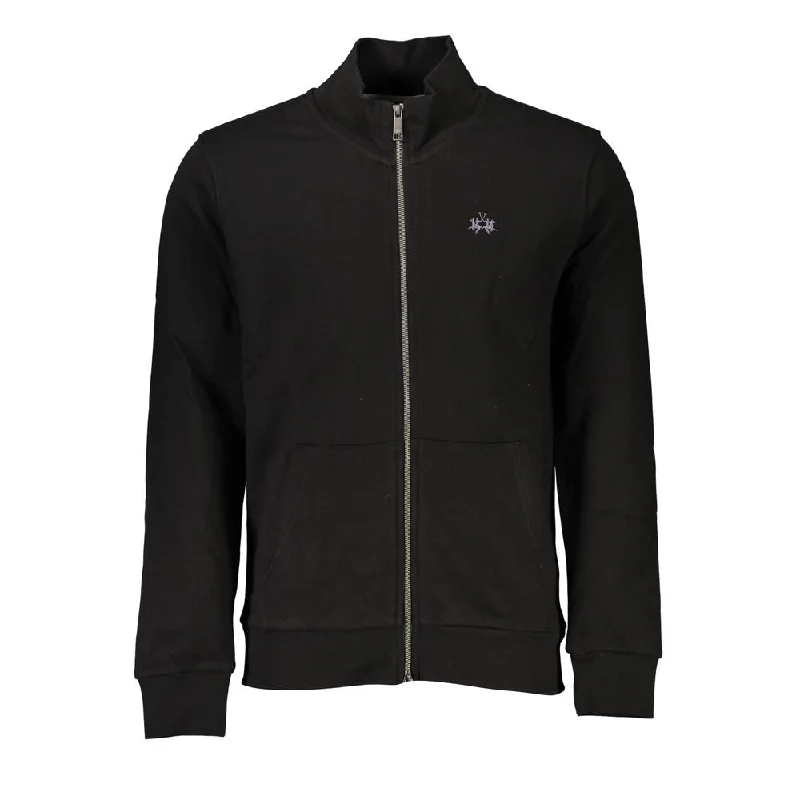 Stylish Casuals La Martina Sleek Black Cotton Zip Men's Sweater