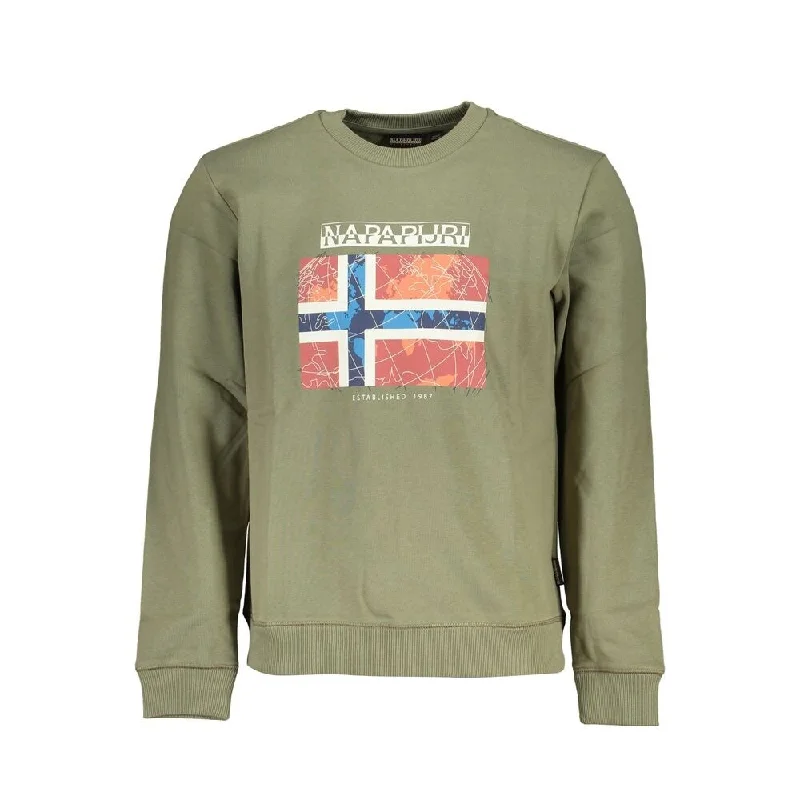 Relaxed Weekend Wear Napapijri Green Cotton Men Men's Sweater