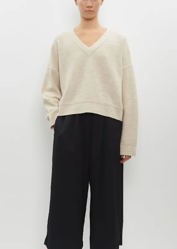 Soft Clothing Wide V Neck — Ecru