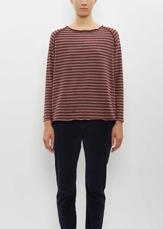 Comfortable Chic Raglan Riga Stripe Sweater — Red