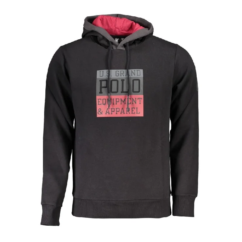 Casual Style U.S. Grand Polo Sleek Hooded Fleece Sweatshirt with Contrast Men's Details