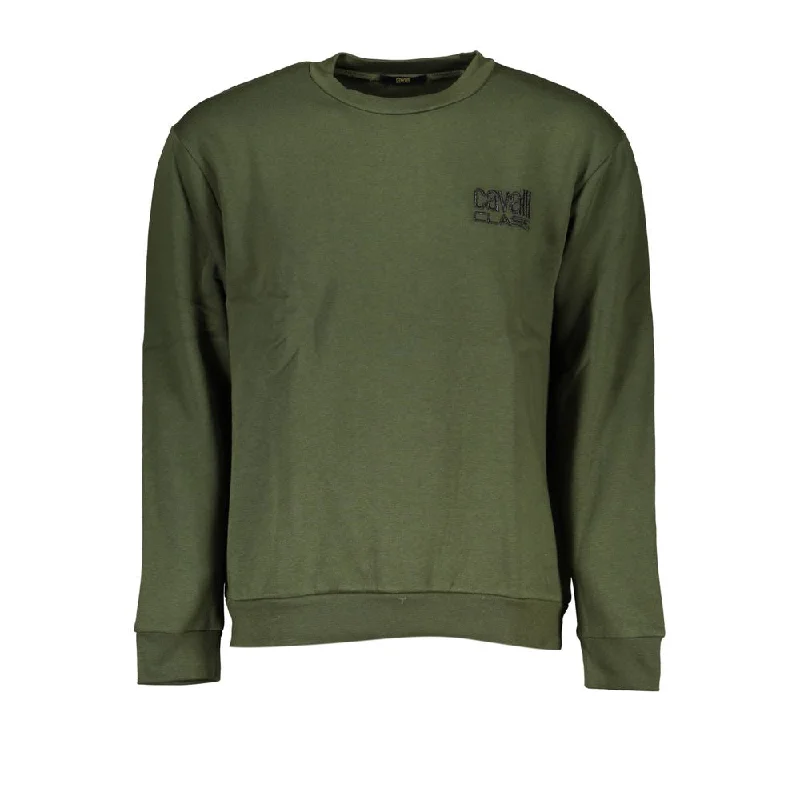 Easy Chic Wear Cavalli Class Chic Green Embroidered Crew Neck Men's Sweater