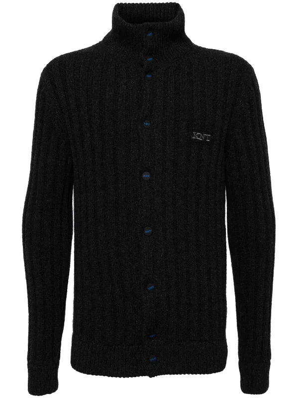 New Products Logo-Embroidered Wool Cardigan