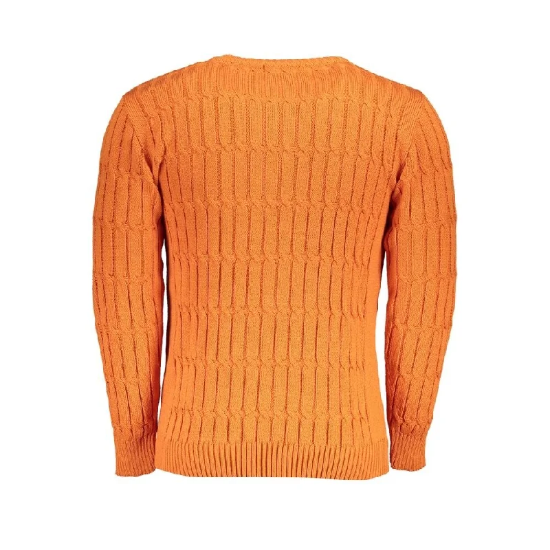 Sports Design U.S. Grand Polo Twisted Crew Neck Orange Men's Sweater