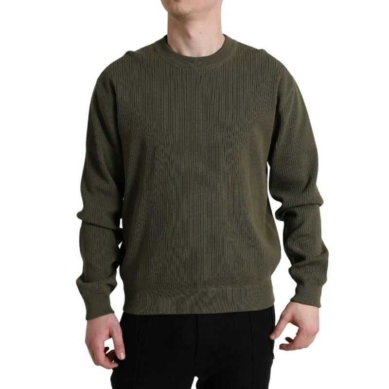 Comfortable Fitwear Dolce & Gabbana Elegant Green Crew Neck Cotton Men's Sweater