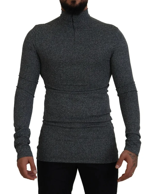Fashionable Items Dolce & Gabbana Dark Gray Nylon Turtleneck Pullover Sweater