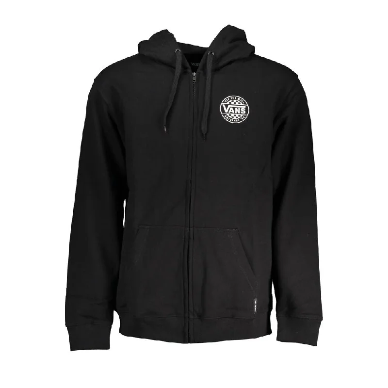 Cozy Fit Wear Vans Sleek Black Zip Hoodie with Logo Men's Print