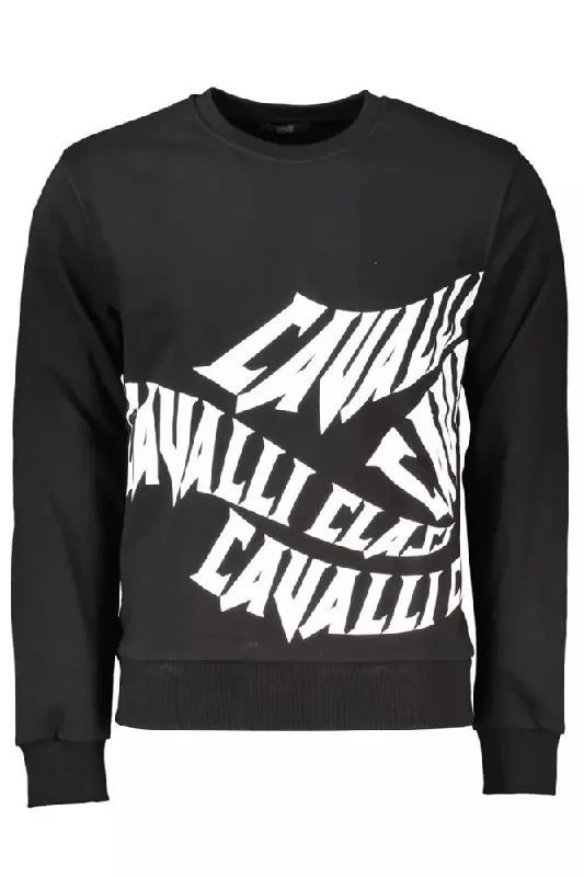Casual Wear Cavalli Class Black Cotton Men Men's Sweater