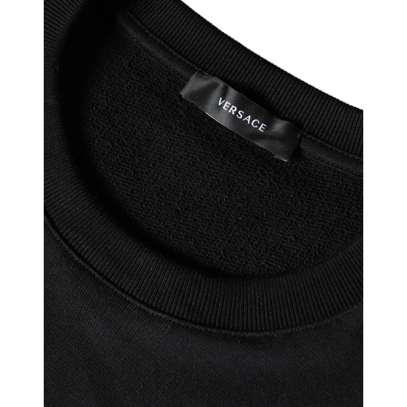 High-quality Styles Versace Black Medusa Fleece Cotton Crew Neck Sweatshirt Men's Sweater