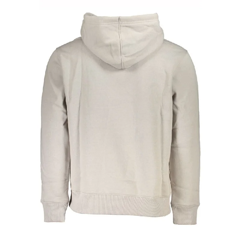 Breathable Design Calvin Klein Chic Gray Fleece Hooded Men's Sweatshirt