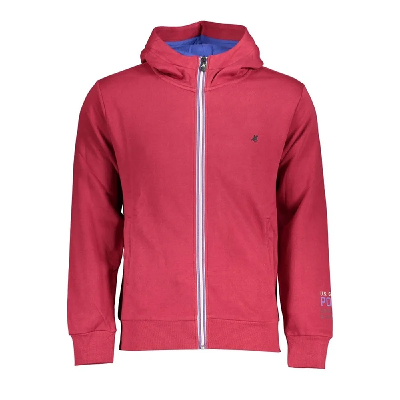 College Style U.S. Grand Polo Chic Pink Fleece Hooded Men's Sweatshirt