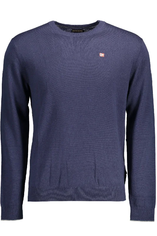 Soft Comfort Wear Napapijri Blue Wool Men Men's Sweater