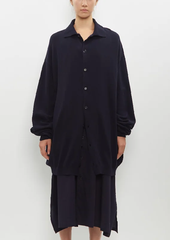 Fashion Design Intarsia Big Shirt Cardigan