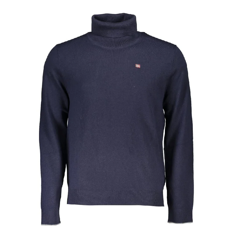 Casual Fit Napapijri Blue Fabric Men Men's Sweater
