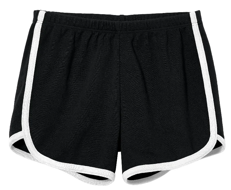 Versatile Wear Girls Soft Cotton Knit Short with Trim | Black w. White Trim