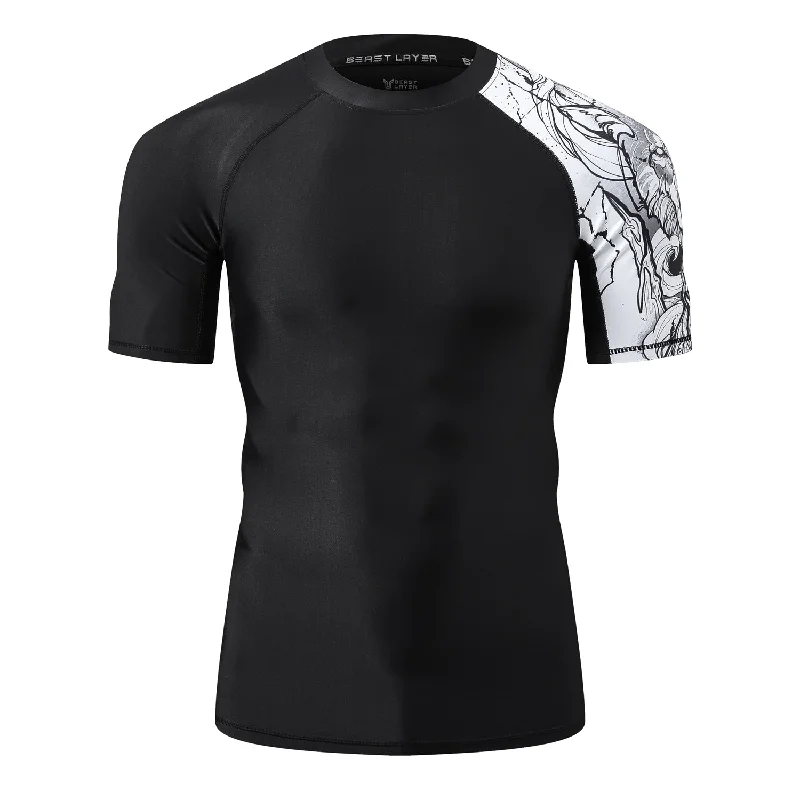 Classic Items Men's Splice UV Sun Protection UPF 50+ Skins Rash Guard Short Sleeves