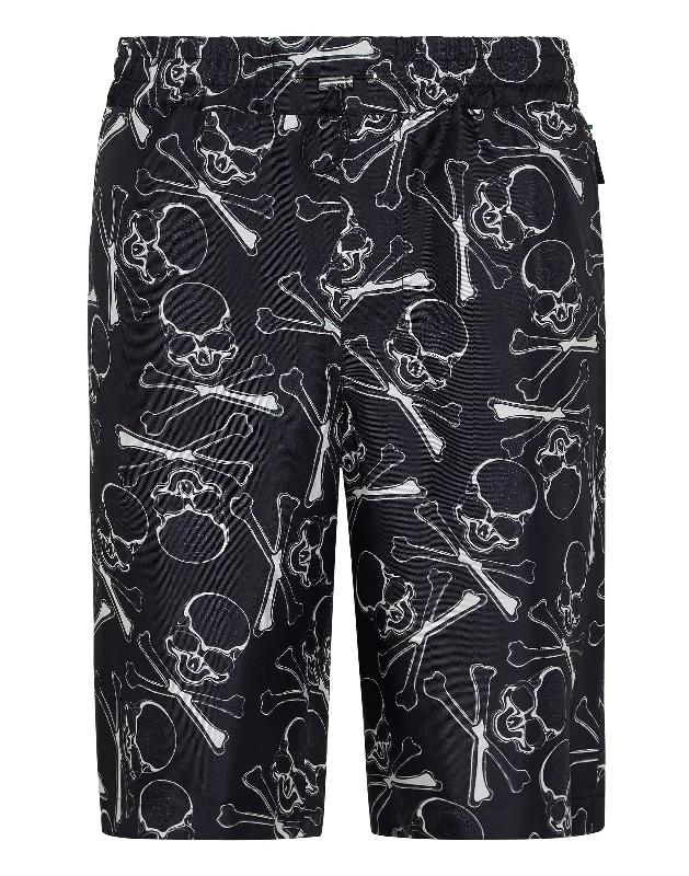 Relaxed Style Silk Short Trousers Skull&Bones