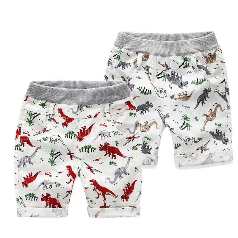 Fashion Expert Loose Boys Shorts Summer Children Beach Wear Dinosaur Pattern Boys Bottom Pants 2~7 Ages Kids Boys Character Sports Shorts CI031