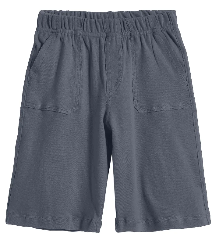 Fresh Wear Boys Soft Cotton UPF 50+ 3 -Pocket Jersey Shorts | Concrete Grey