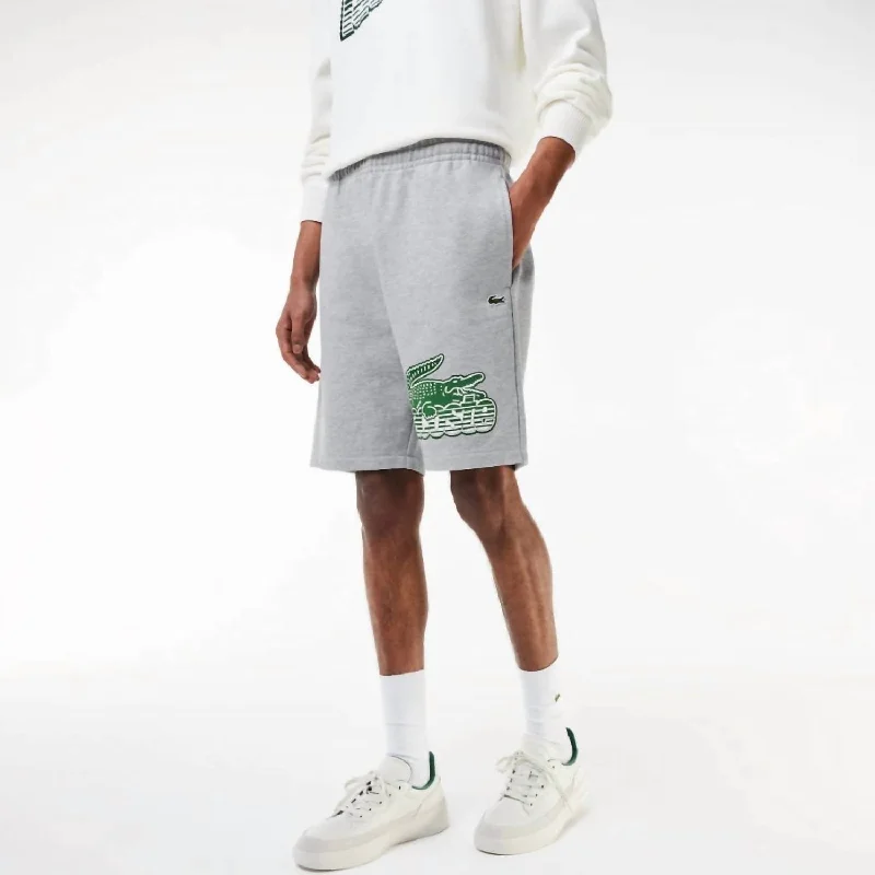 Fashion And Simplicity Unbrushed Cotton Fleece Short In Grey Chine