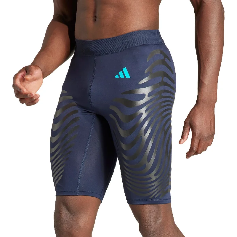 Breezy Comfort adidas Adizero Control Mens Short Running Tights - Navy