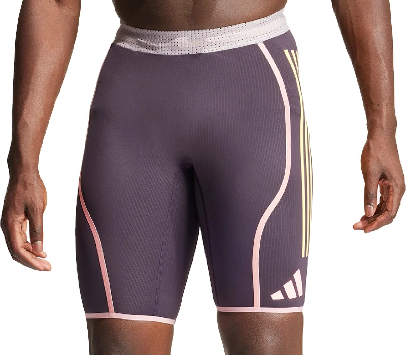 Comfortable Lifestyle adidas Adizero Promo Mens Short Running Tights - Purple