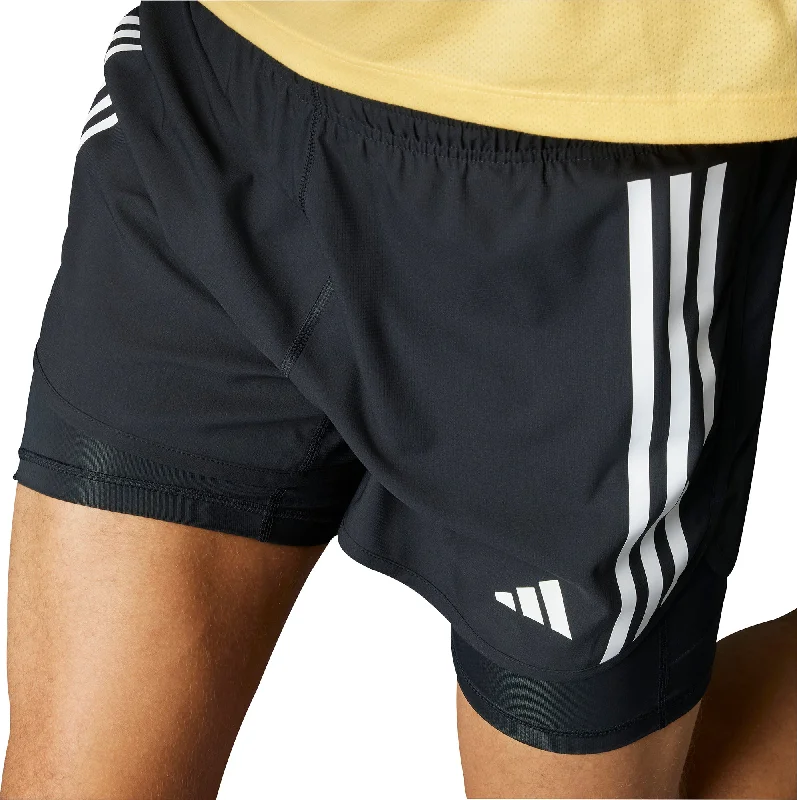 Cozy Footwear adidas Own The Run 3 Stripes 2 In 1 Mens Running Shorts - Black