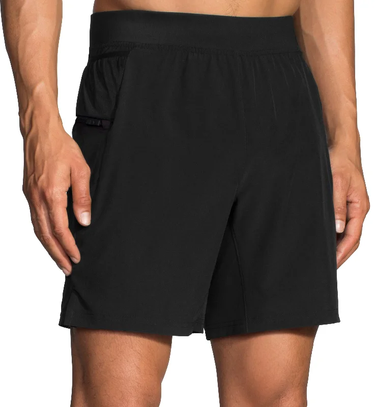Short Design Brooks Sherpa 7 Inch Mens 2 In 1 Running Shorts - Black