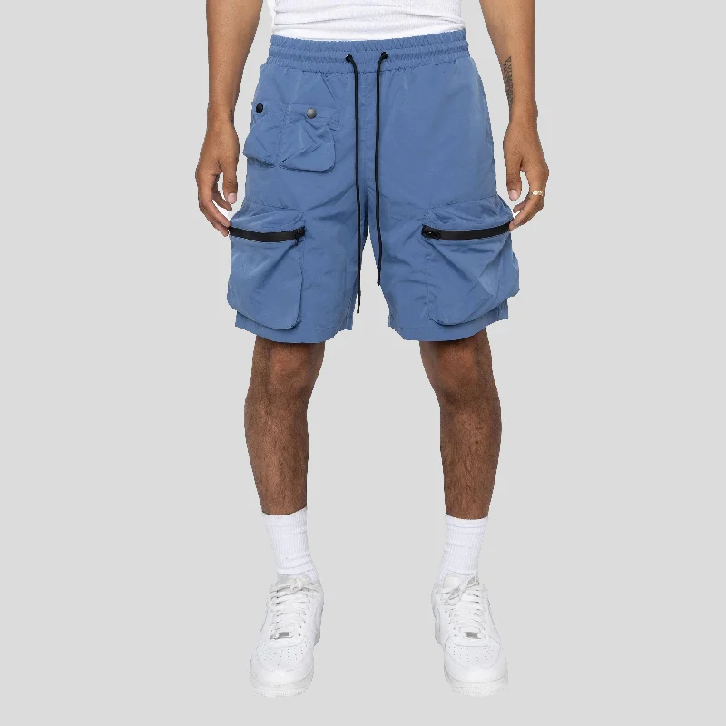 Fashionable In The Times COMBAT NYLON SHORTS DENIM BLUE
