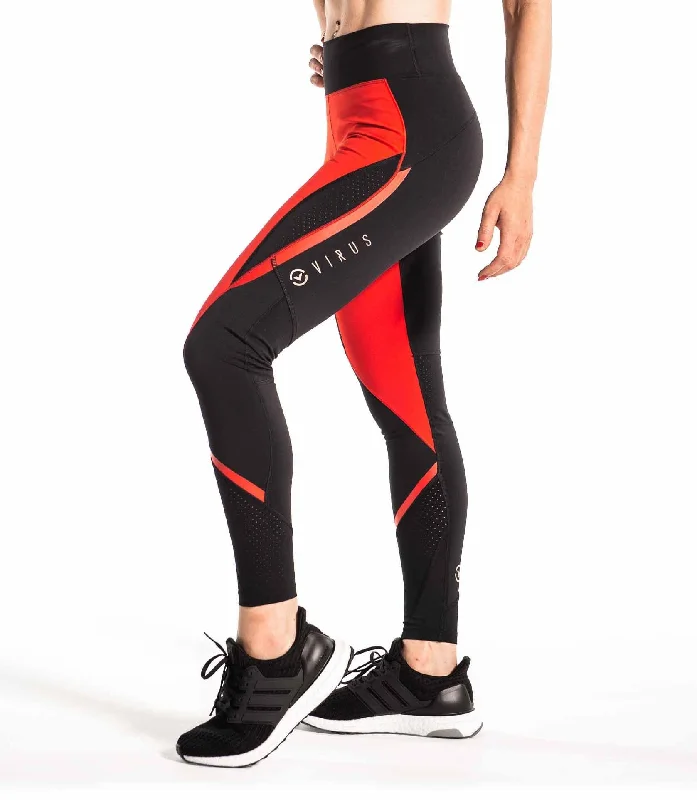 Elegant And Elegant CUT AWAY PANTS - BLACK/LASER RED