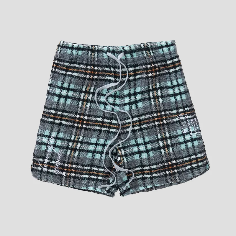 Celebrity Style MEMORY LOSS WOVEN SHORTS MINT PLAID