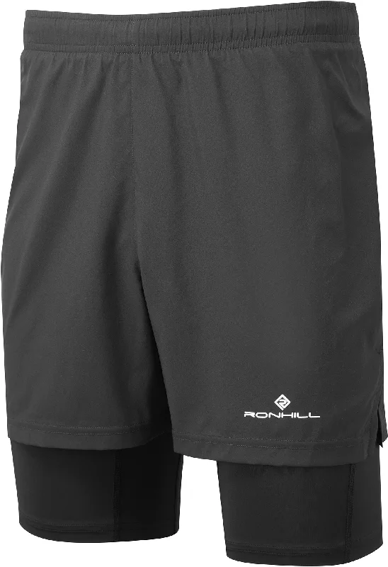 Stylish Fit Ronhill Core Twin 2 In 1 Mens Running Shorts - Black