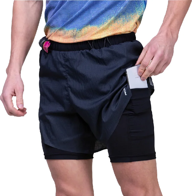 Casual Comfort Wear Ronhill Tech Race Twin 2 In 1 Mens Running Shorts - Black
