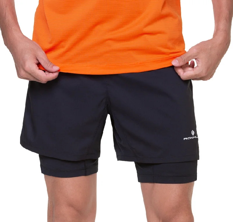 Eye-catching Personality Ronhill Tech Twin 2 In 1 Mens Running Shorts - Black
