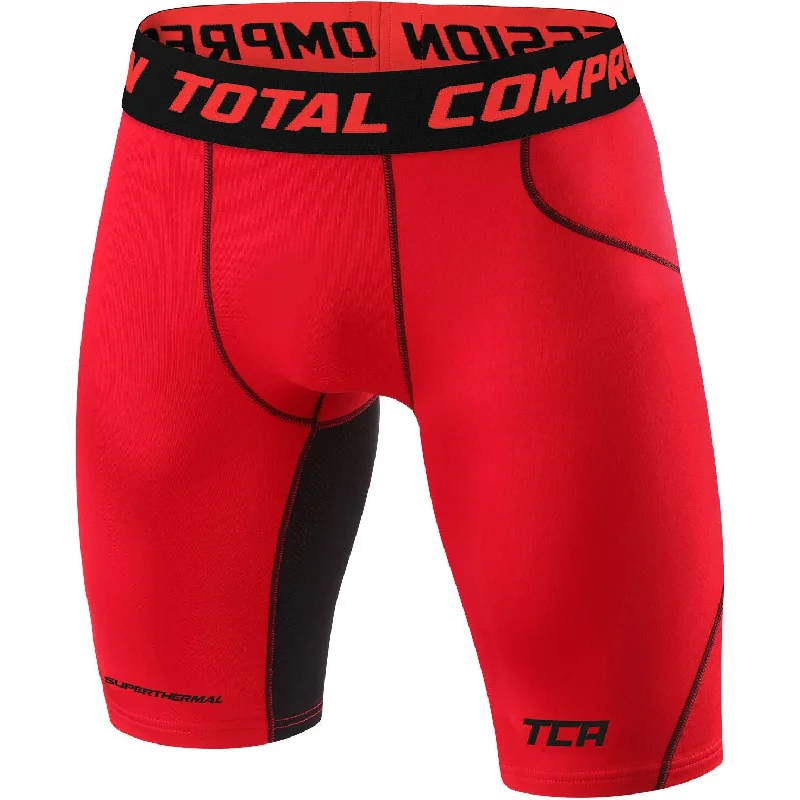 Comfortable Lounge Wear TCA SuperThermal Compression Mens Short Running Tights - Red