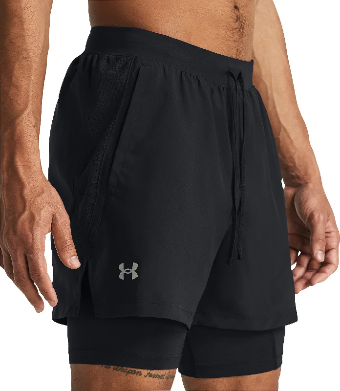 Celebrity Must-have Under Armour Launch 2 In 1 Mens Running Shorts - Black