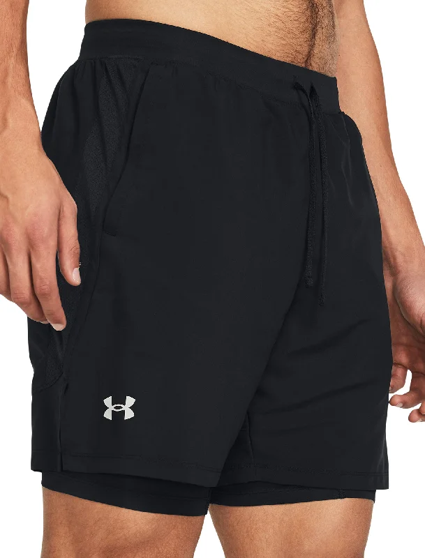 Girl Style Under Armour Launch 2 In 1 Mens Running Shorts - Black