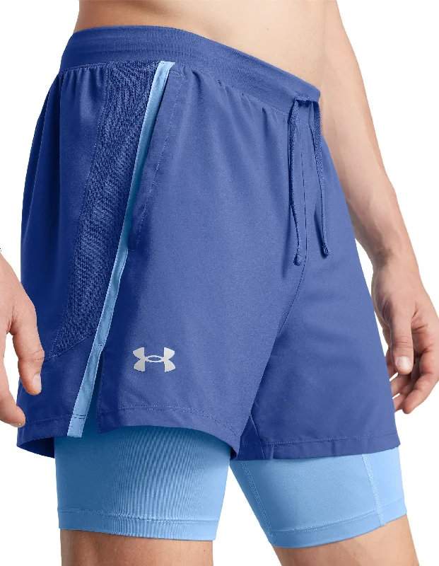 Ethnic Style Under Armour Launch 2 In 1 Mens Running Shorts - Blue