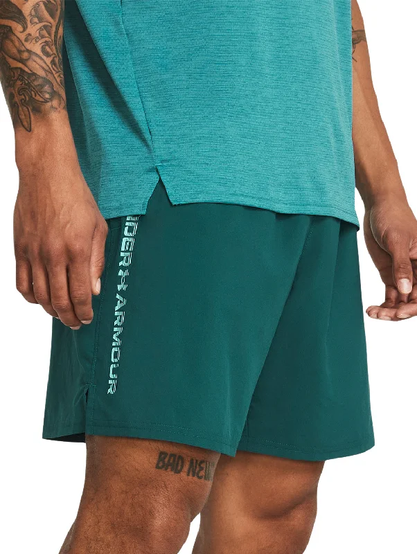 Relaxed Fit Wear Under Armour Tech Woven Wordmark Mens Training Shorts - Green
